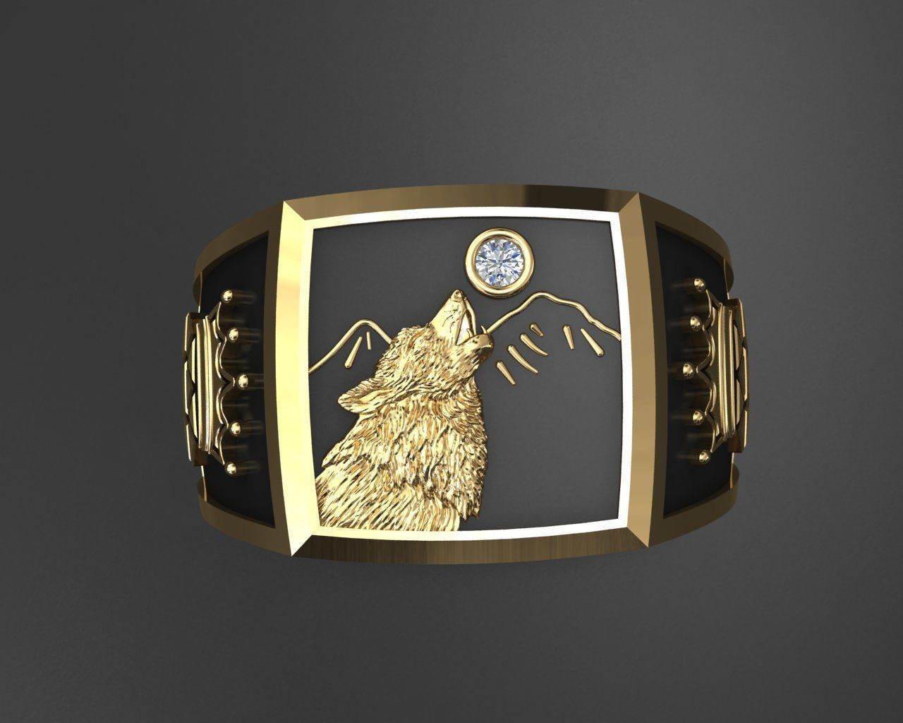 man ring wolf  3D print model_1