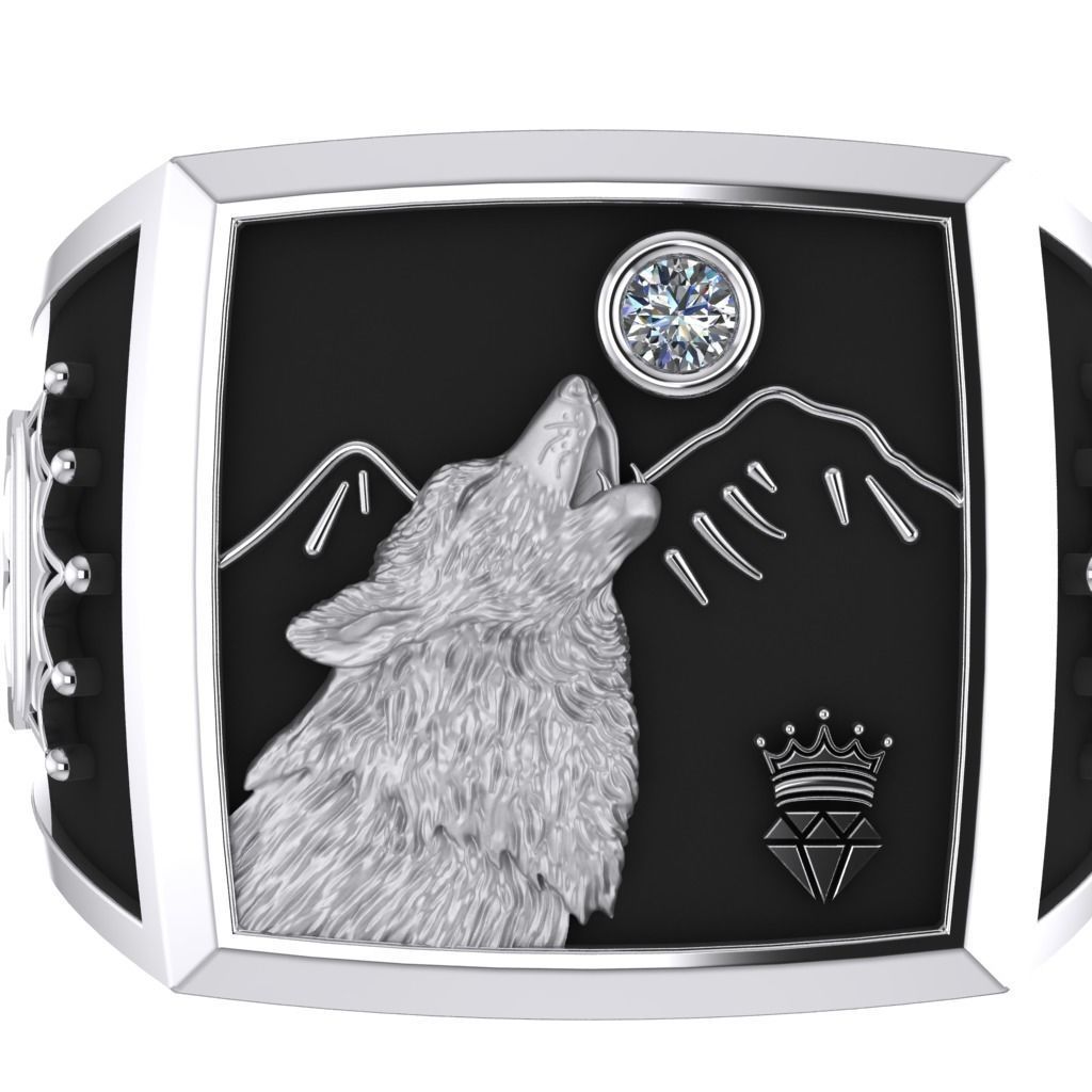 man ring wolf  3D print model_3