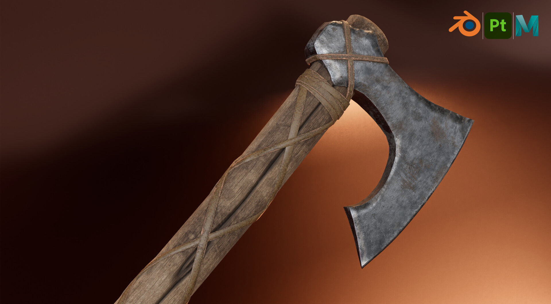 Low-poly viking battle ax Low-poly 3D model_2