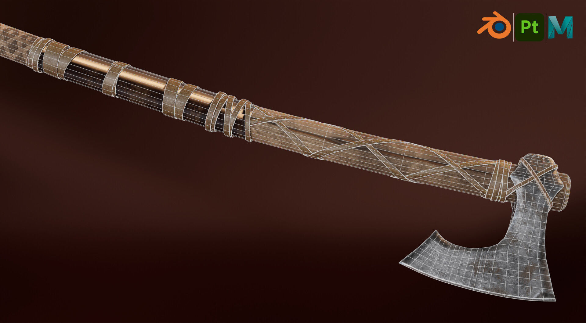 Low-poly viking battle ax Low-poly 3D model_6