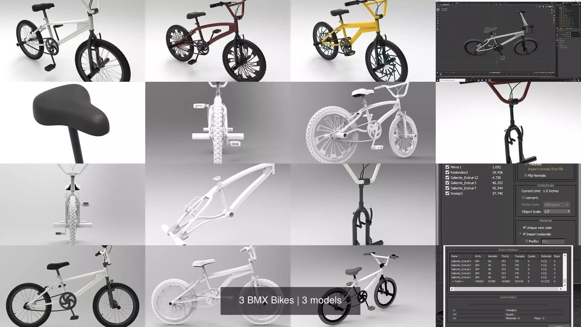 3 BMX Bikes 3D Model Collection_0