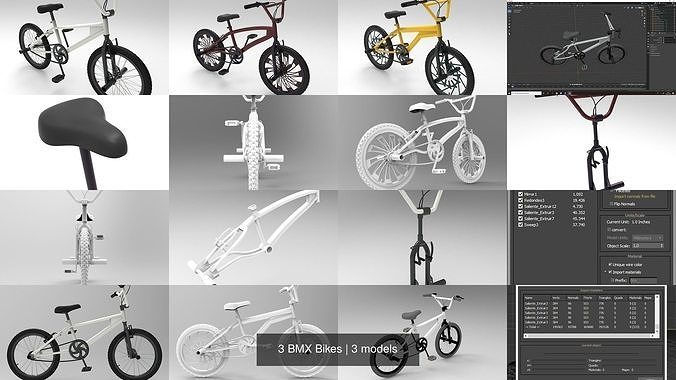 3 BMX Bikes 3D Model Collection