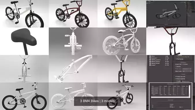 3 BMX Bikes 3D Model Collection