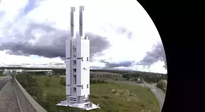 Russian Modern architecture brutalist tower tall 3D model 3D model