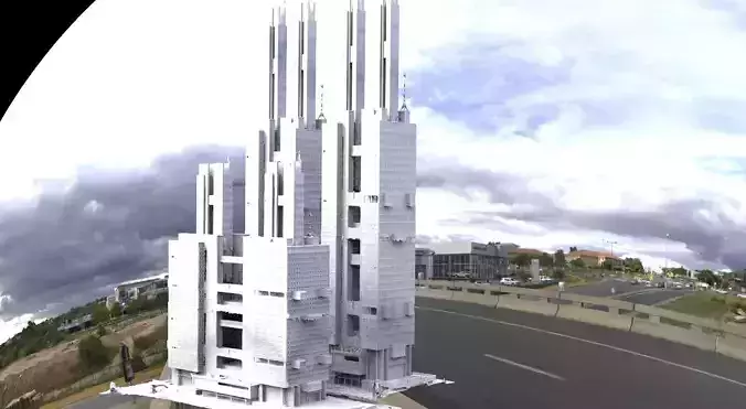 Russian Modern architecture block brutalist 3D model 3D model