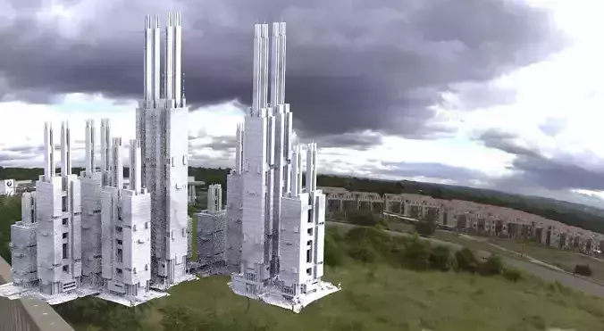 Russian Modern architecture city Street 3D model