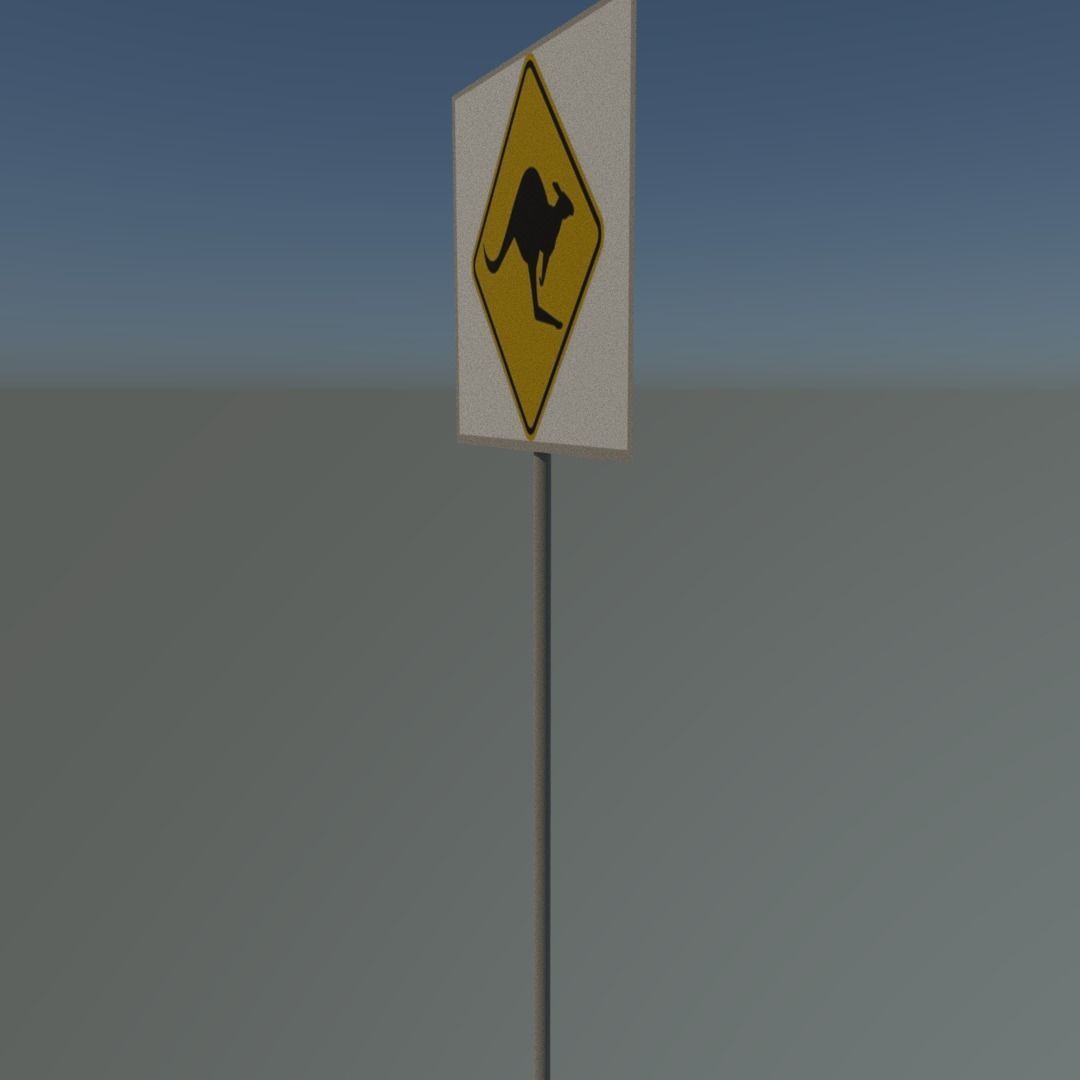 Kangaroo sign Low-poly 3D model_2