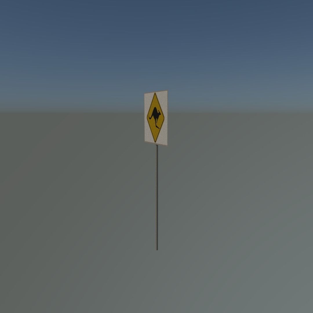 Kangaroo sign Low-poly 3D model_1