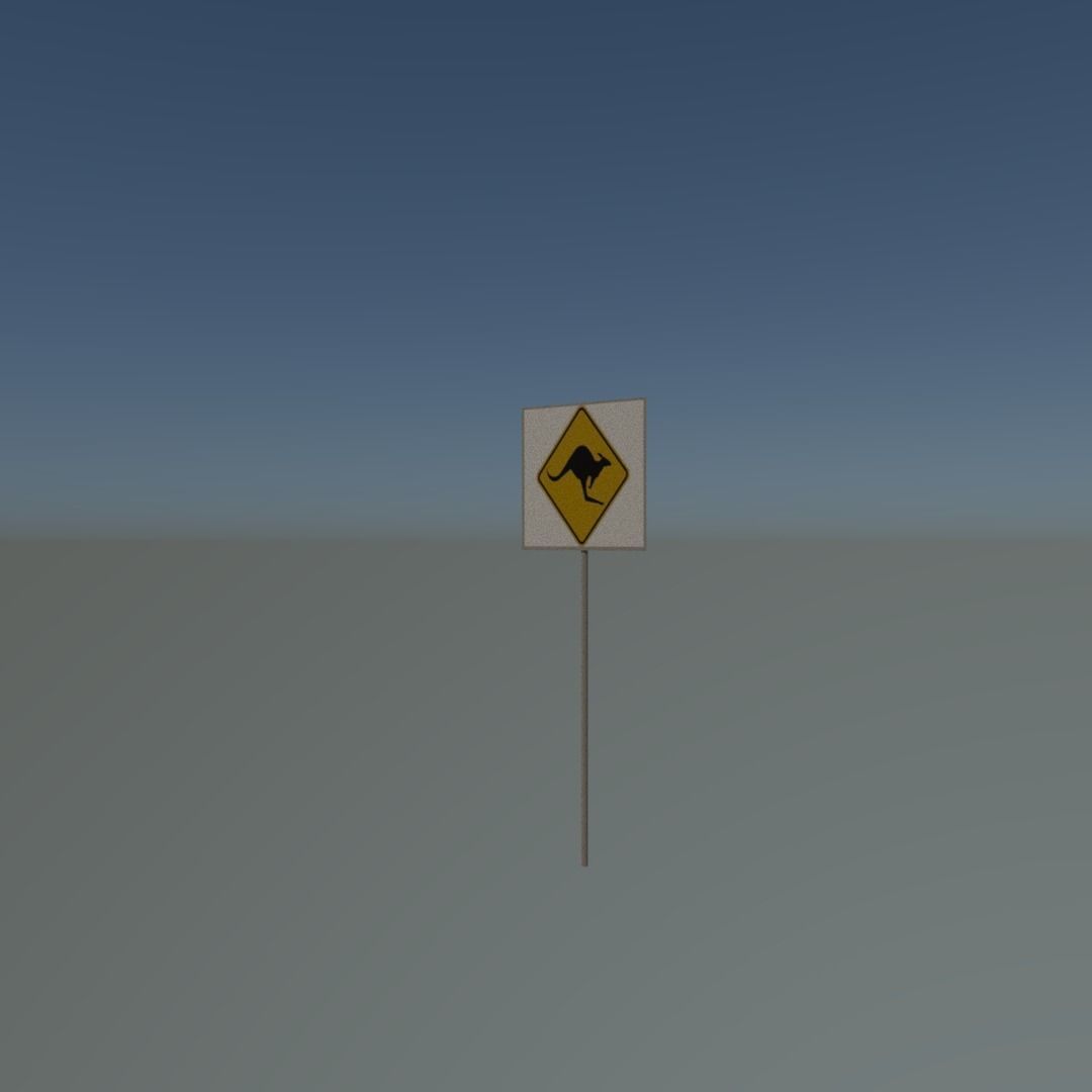 Kangaroo sign Low-poly 3D model_4