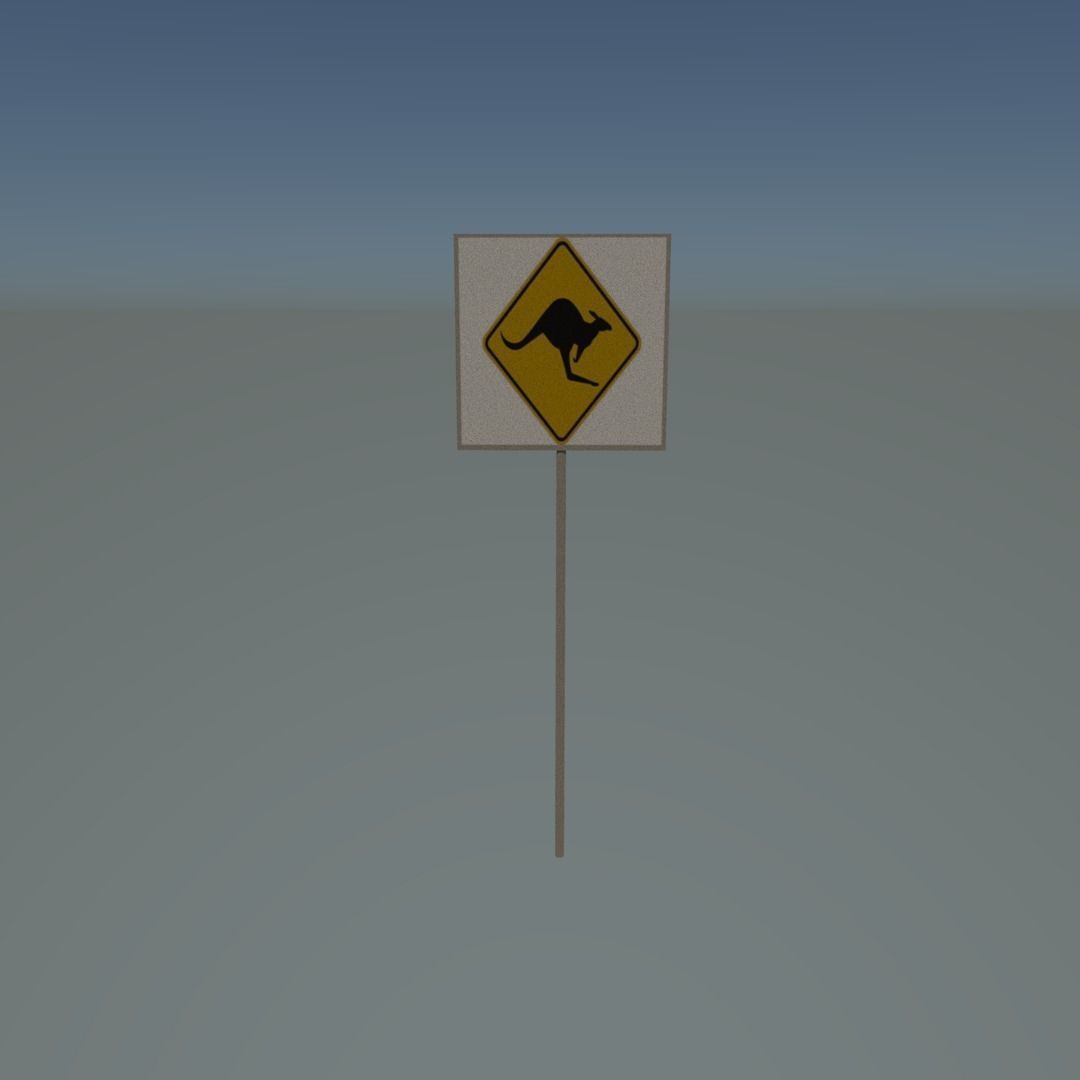 Kangaroo sign Low-poly 3D model_3