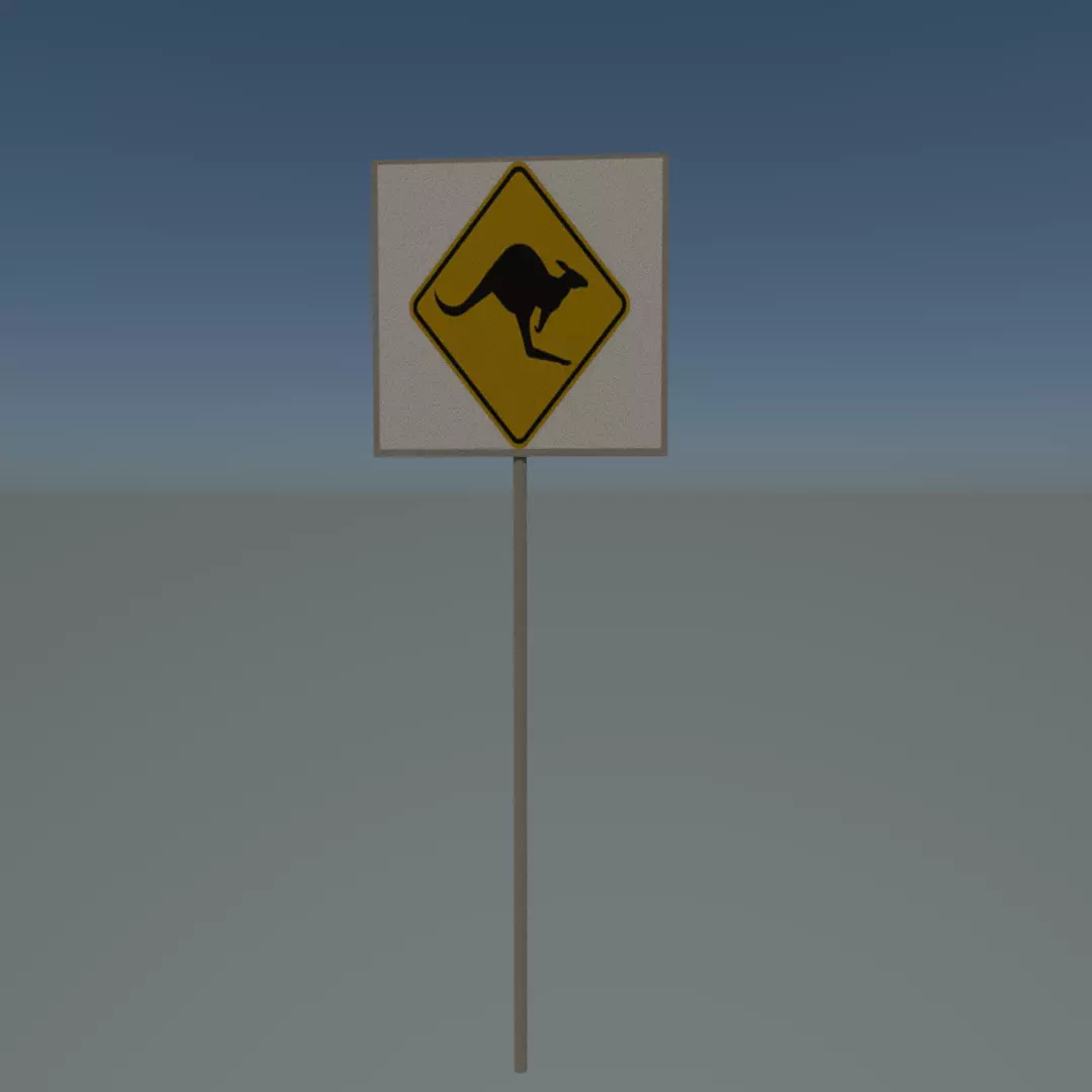Kangaroo sign Low-poly 3D model_0