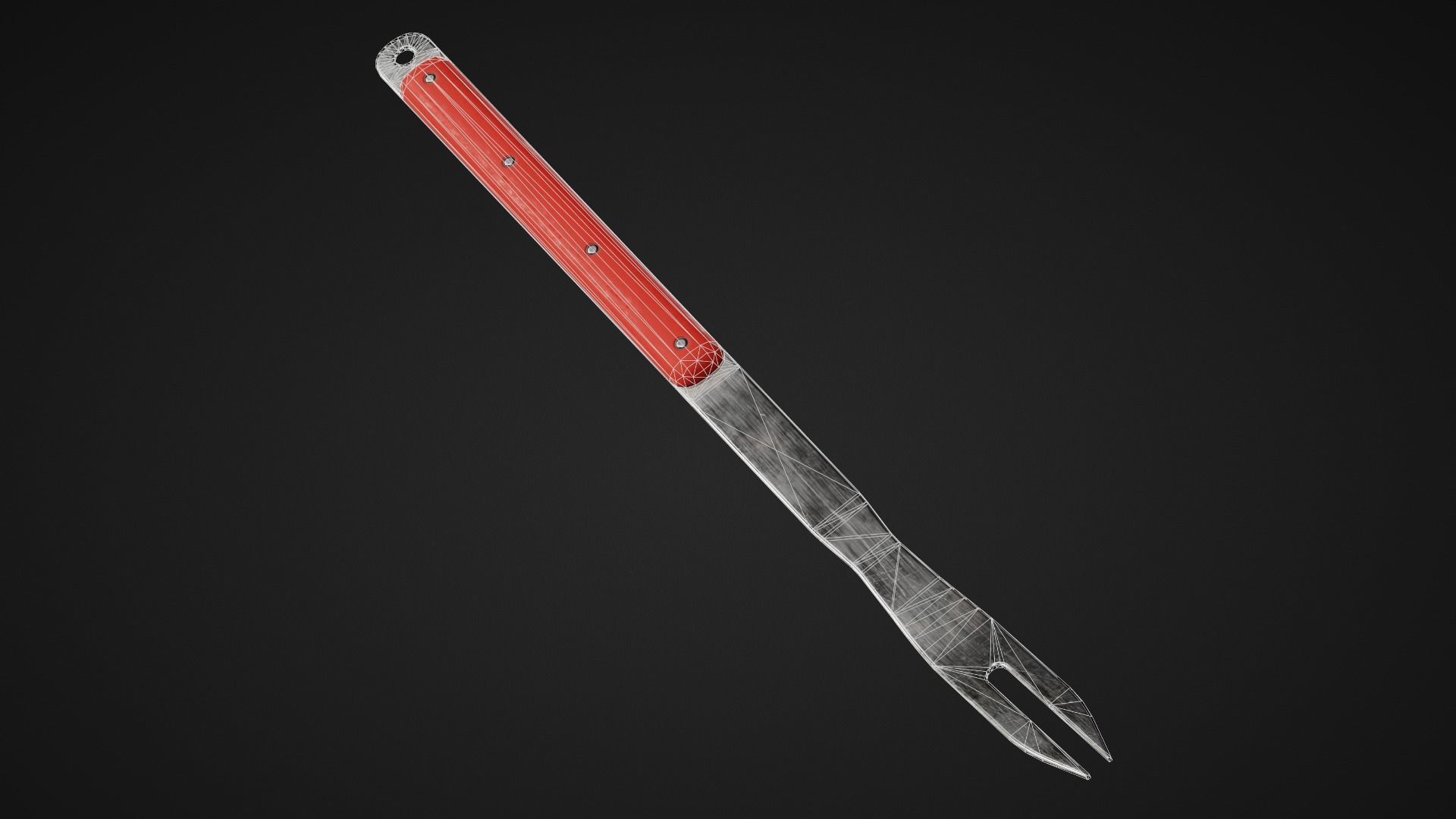 Cookware Kit and Hunting Knife Low-poly 3D model_12
