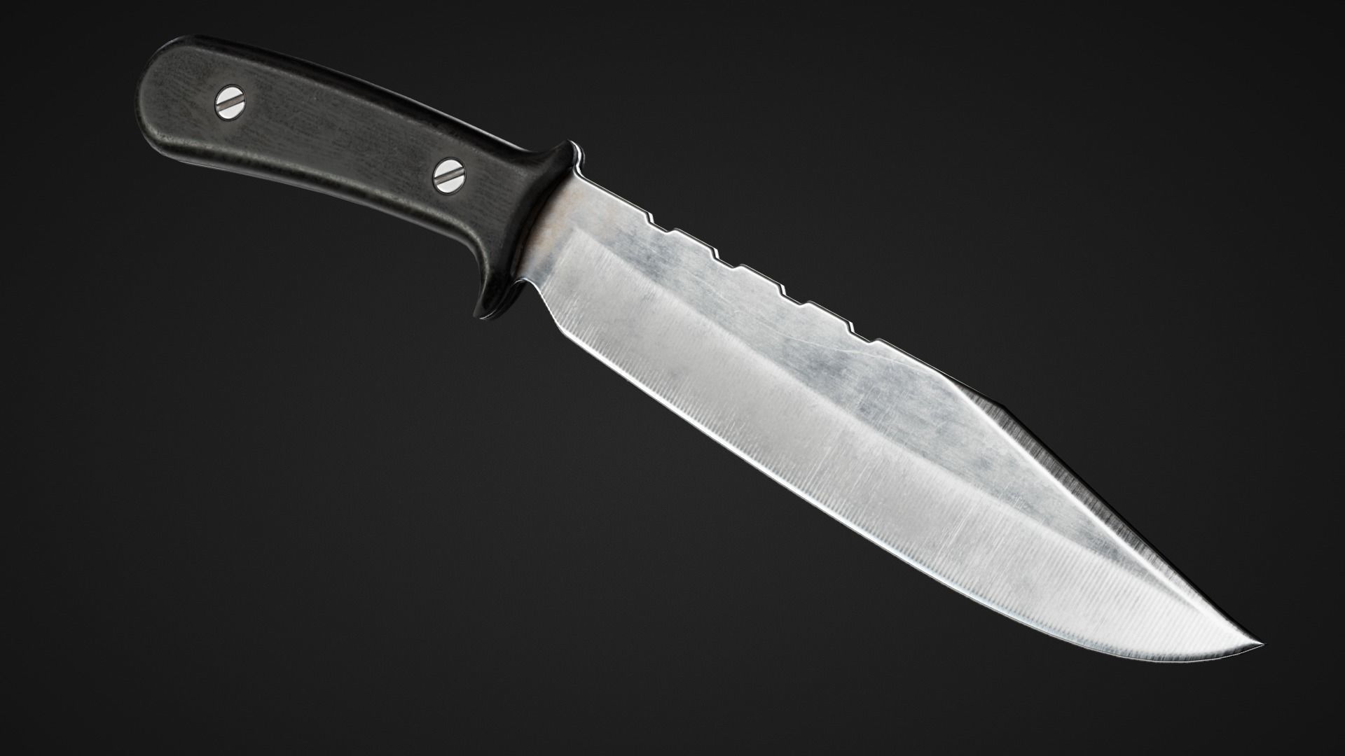 Cookware Kit and Hunting Knife Low-poly 3D model_3