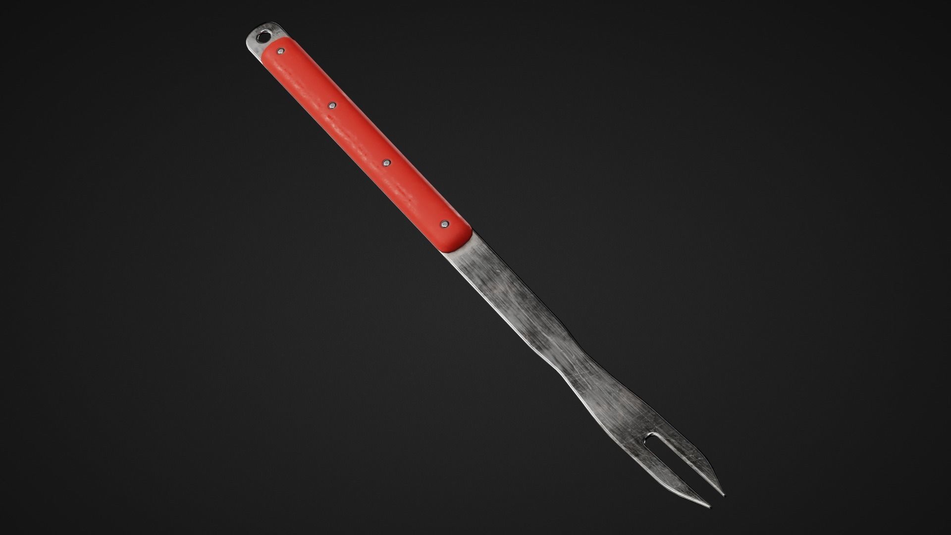 Cookware Kit and Hunting Knife Low-poly 3D model_11