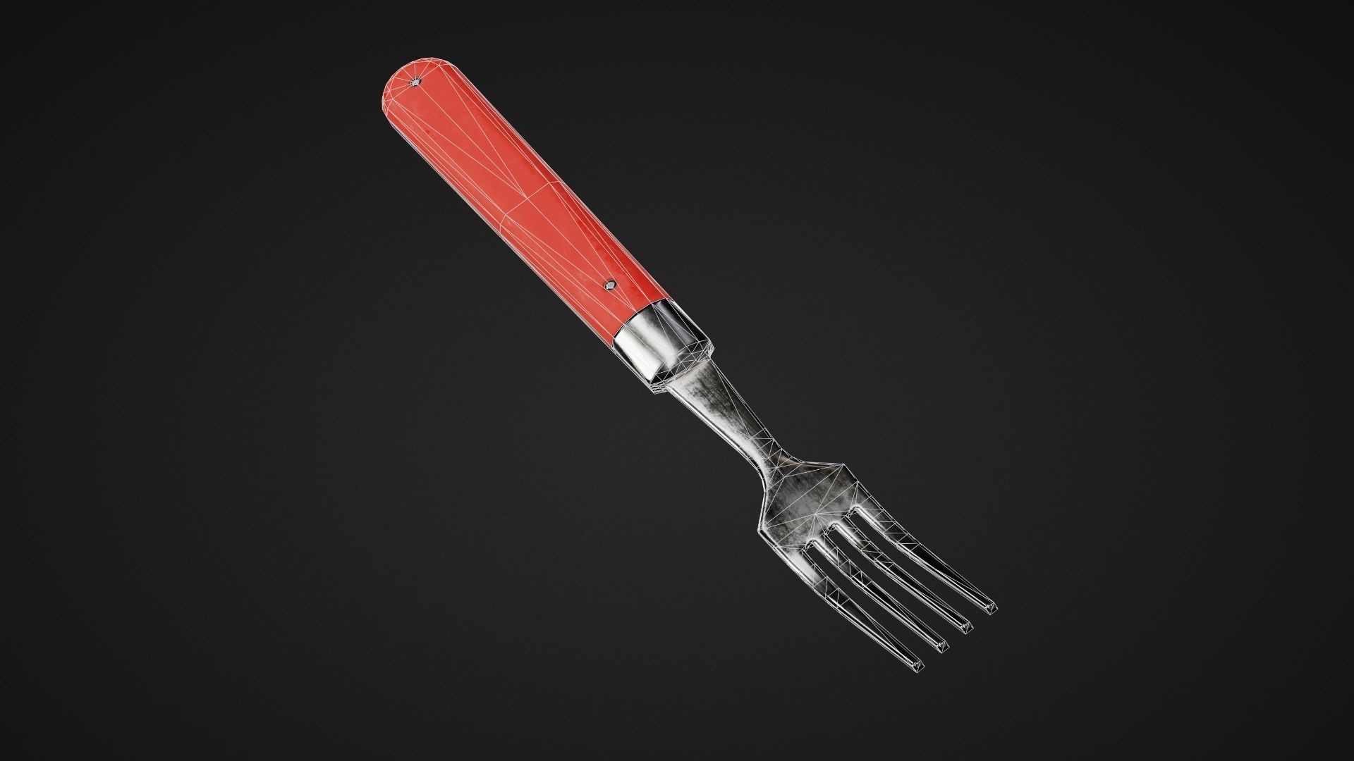 Cookware Kit and Hunting Knife Low-poly 3D model_6