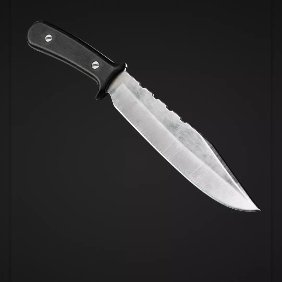 Cookware Kit and Hunting Knife Low-poly 3D model_0