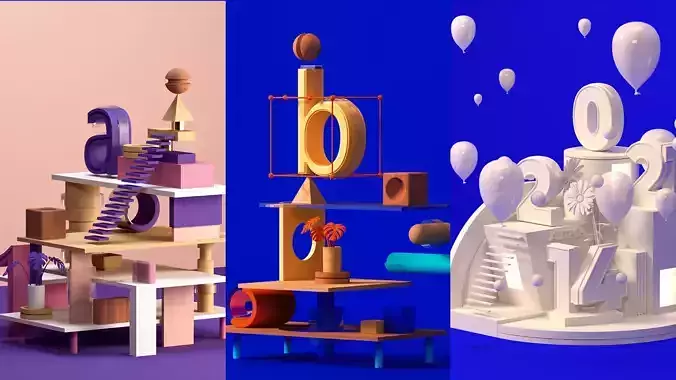 3D composition kitbash set 3D model