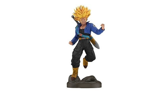 Trunk Low Poly figure of dragon ball character holding sword Low-poly 3D model