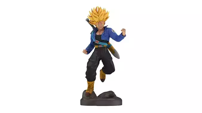 Trunk Low Poly figure of dragon ball character holding sword