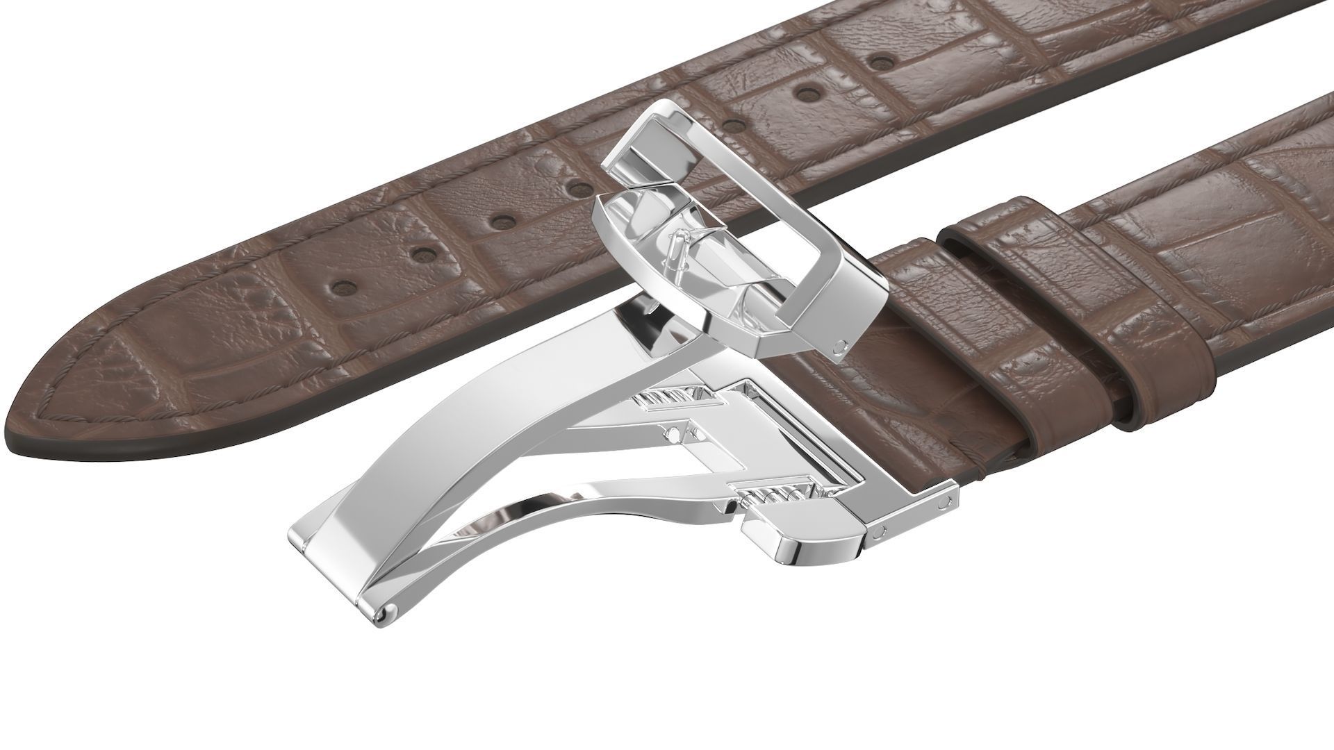 Strap watch Reptile brown PBR Low-poly 3D model_1
