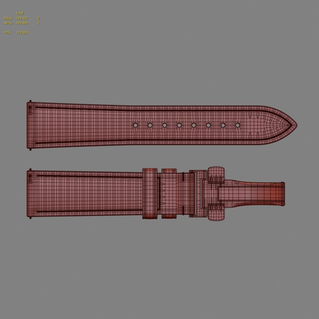 Strap watch Reptile brown PBR Low-poly 3D model_19