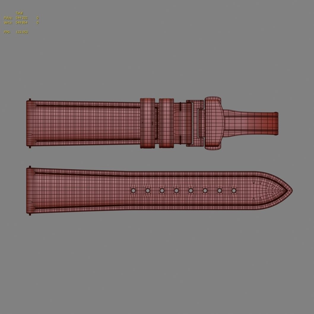Strap watch Reptile brown PBR Low-poly 3D model_18