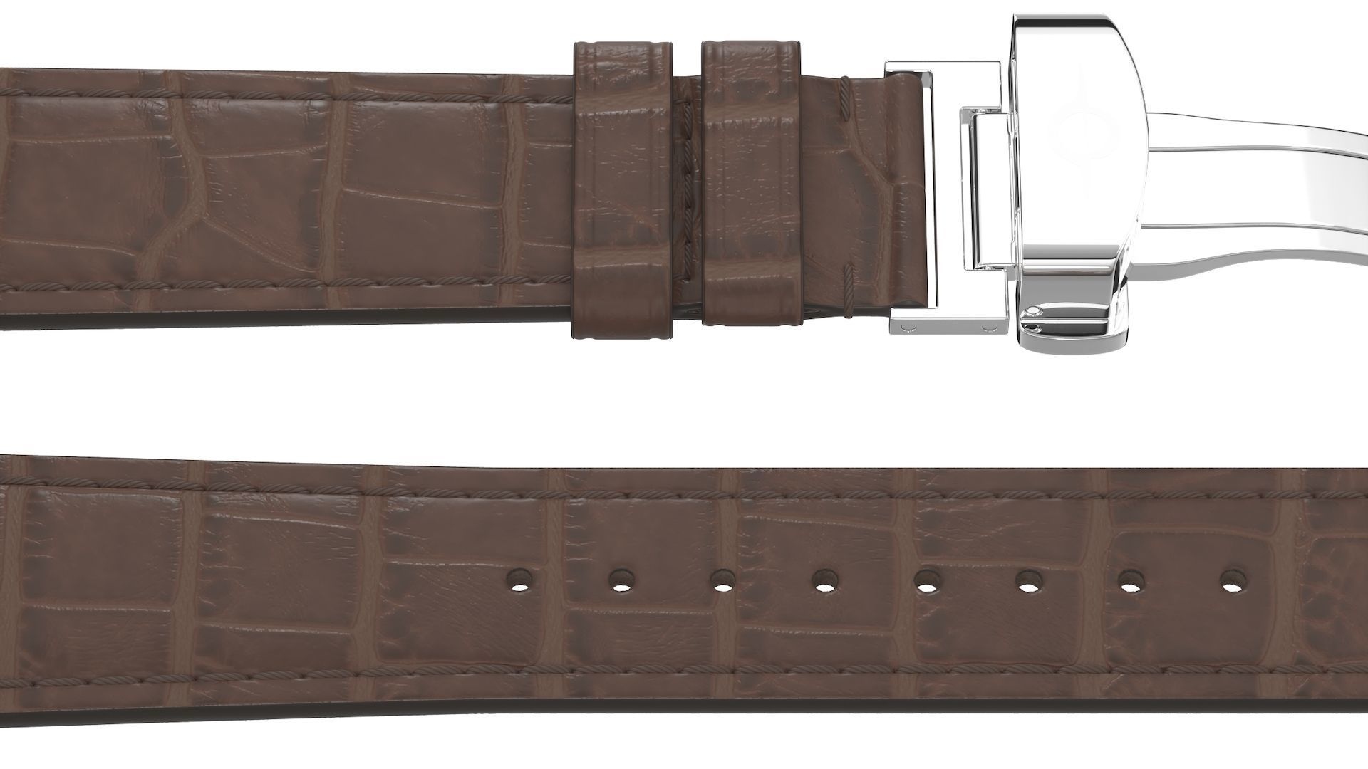 Strap watch Reptile brown PBR Low-poly 3D model_3