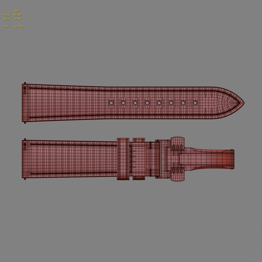 Strap watch Reptile brown PBR Low-poly 3D model_11