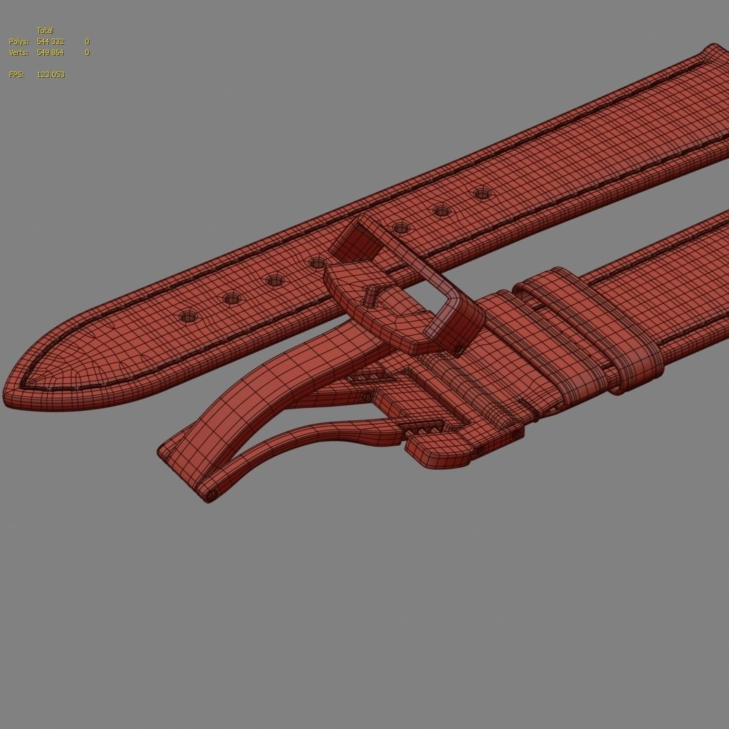 Strap watch Hexagon material PBR Low-poly 3D model_23