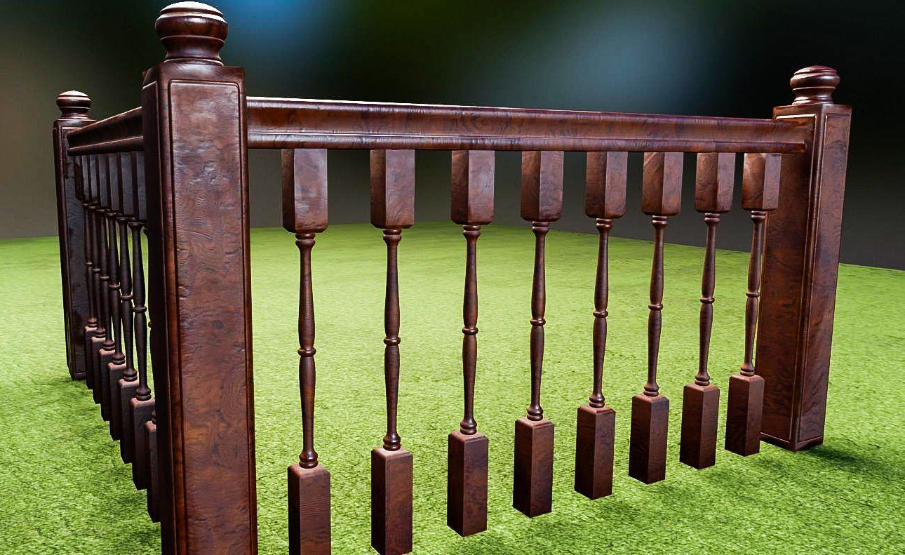 Banister and Handrail 3D Model Set 3D model_7