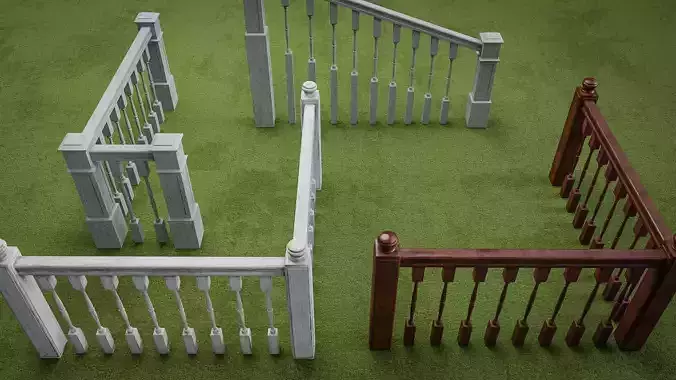 Banister and Handrail 3D Model Set 3D model