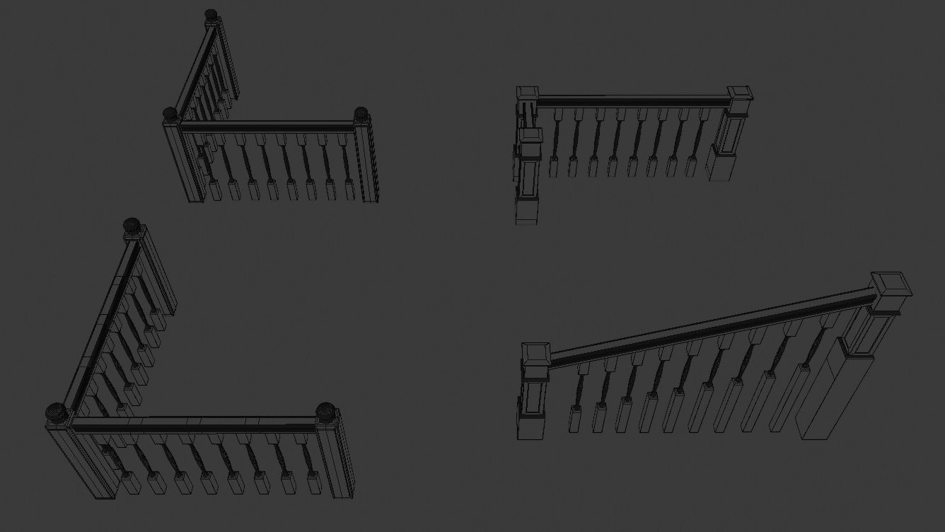 Banister and Handrail 3D Model Set 3D model_18