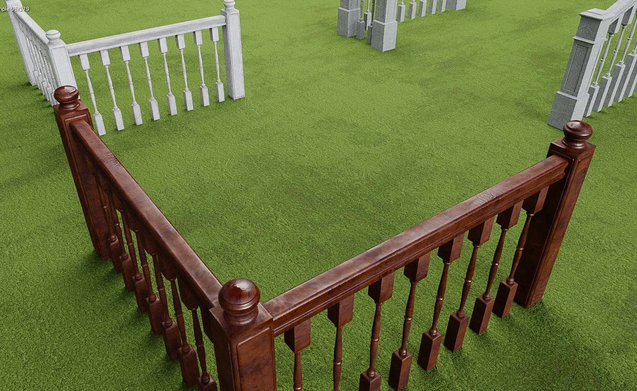 Banister and Handrail 3D Model Set 3D model_1