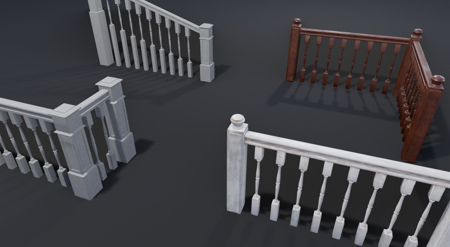 Banister and Handrail 3D Model Set 3D model_31