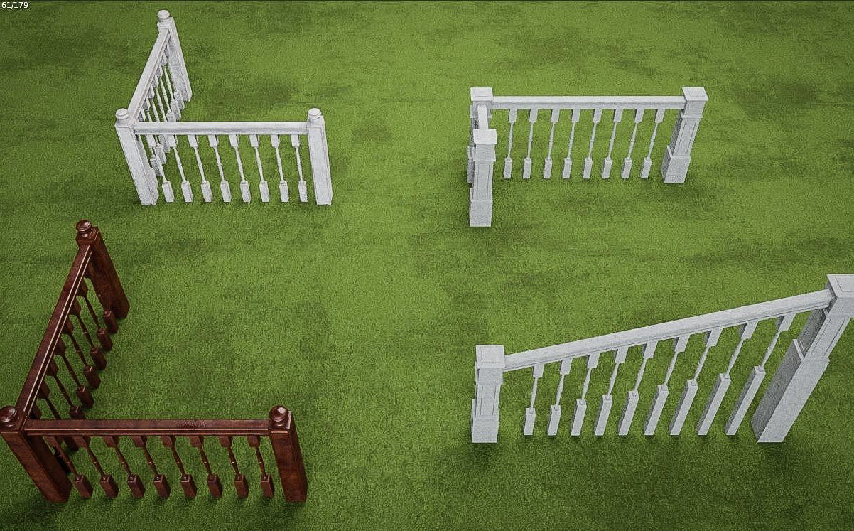 Banister and Handrail 3D Model Set 3D model_13