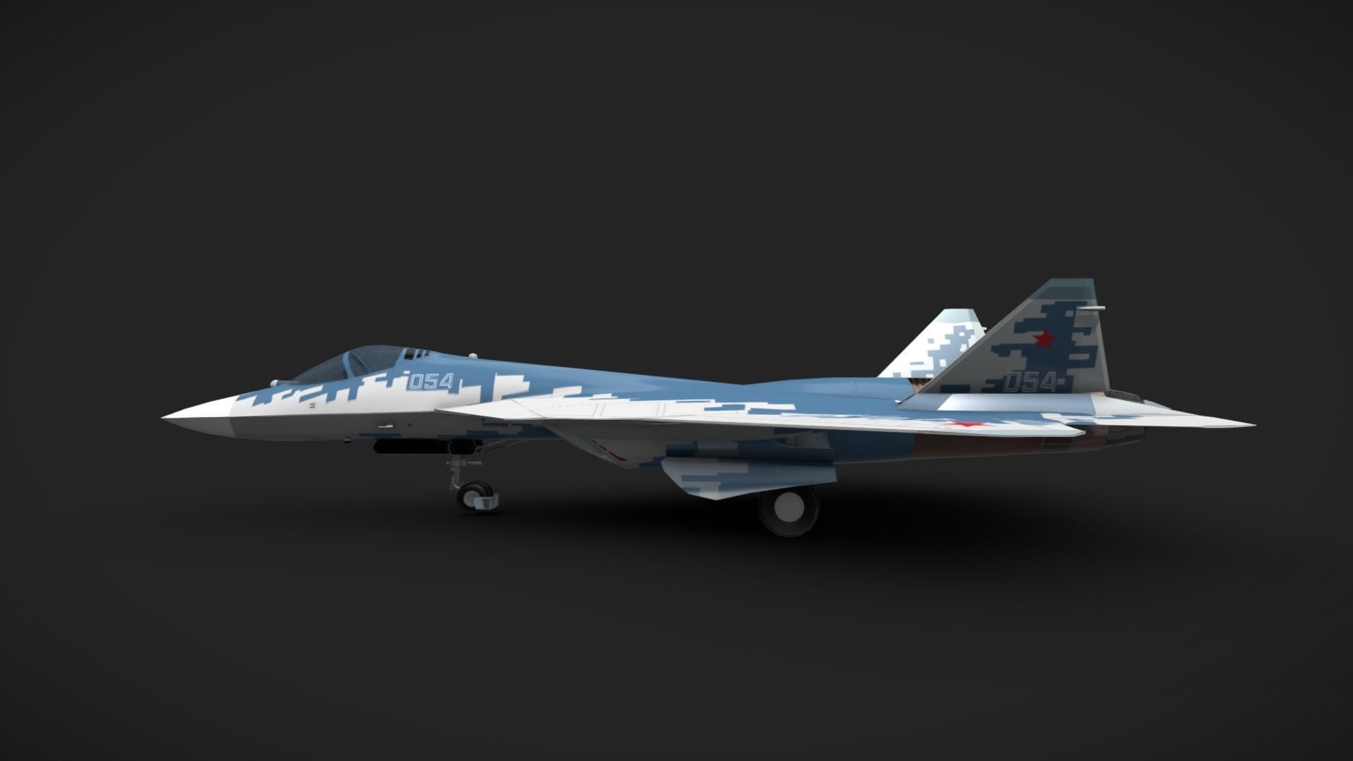 Sukhoi Su-57 Low-poly 3D model_4