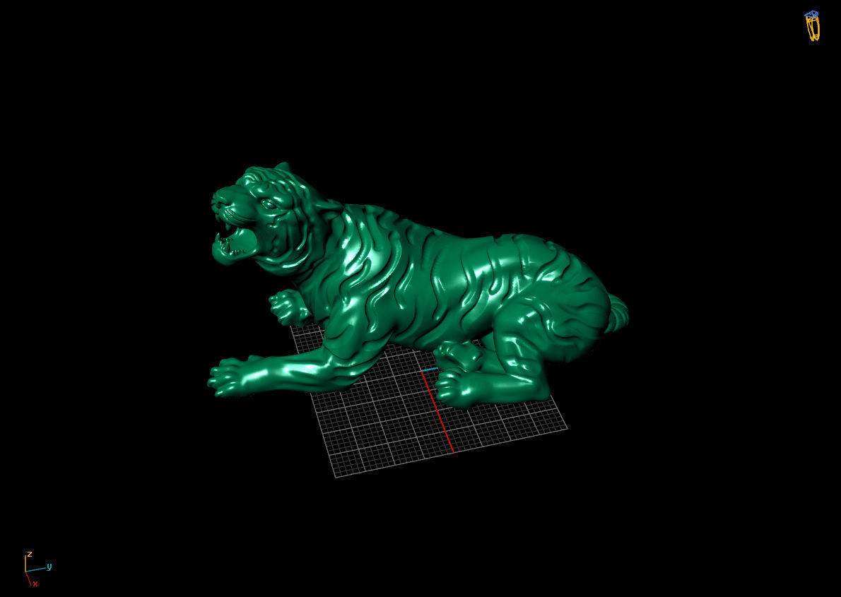 sitting tiger 3D print model_3