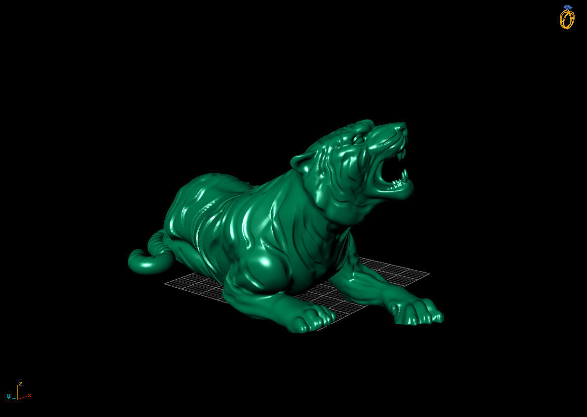 sitting tiger 3D print model_1