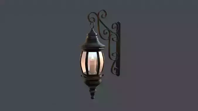 Wall Lantern Low Poly PBR Game Ready