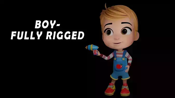 Cartoon Boy 2 fully rigged Low-poly 3D model
