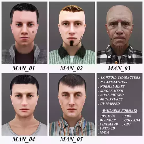 MAN 1 TO 5 3D Model Collection