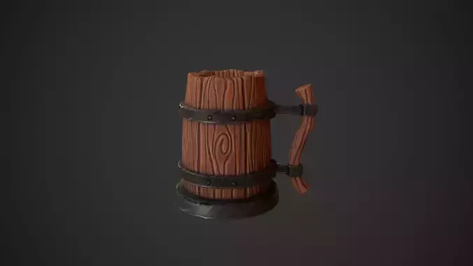 Wooden Mug PBR Low Poly Game Ready