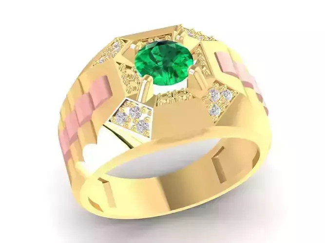 Elegant Emerald Center Men Ring  2149