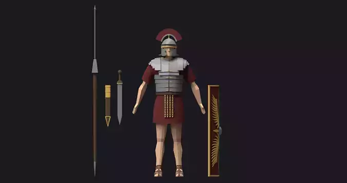 Roman Legionary Cartoon Low-poly 3D model