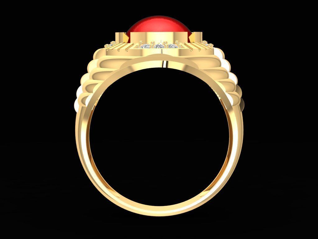 OVAL RUBY RING FOR MEN 2155 3D print model_4