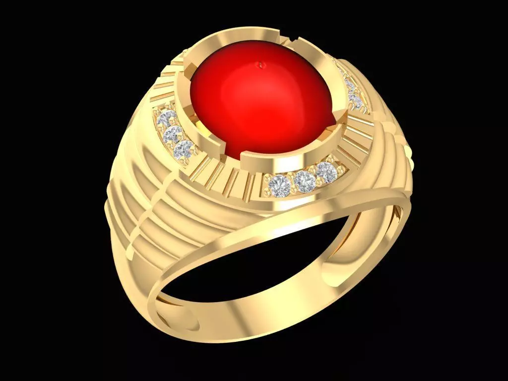OVAL RUBY RING FOR MEN 2155 3D print model_0