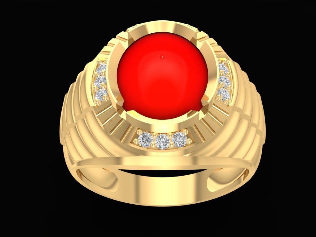 OVAL RUBY RING FOR MEN 2155 3D print model_1