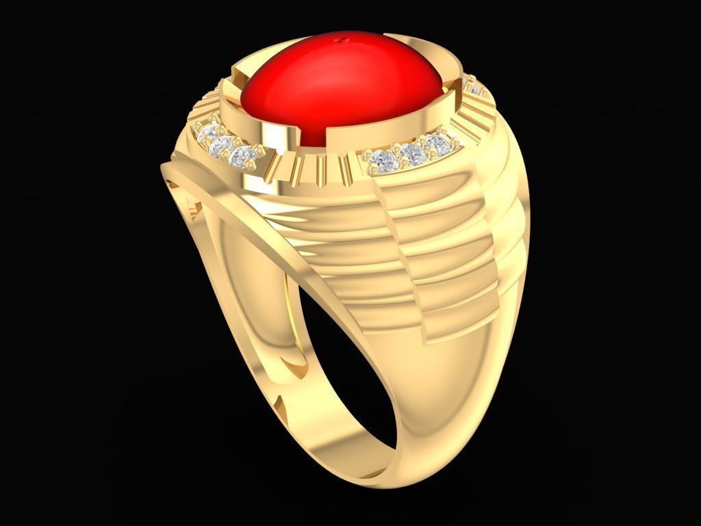 OVAL RUBY RING FOR MEN 2155 3D print model_3