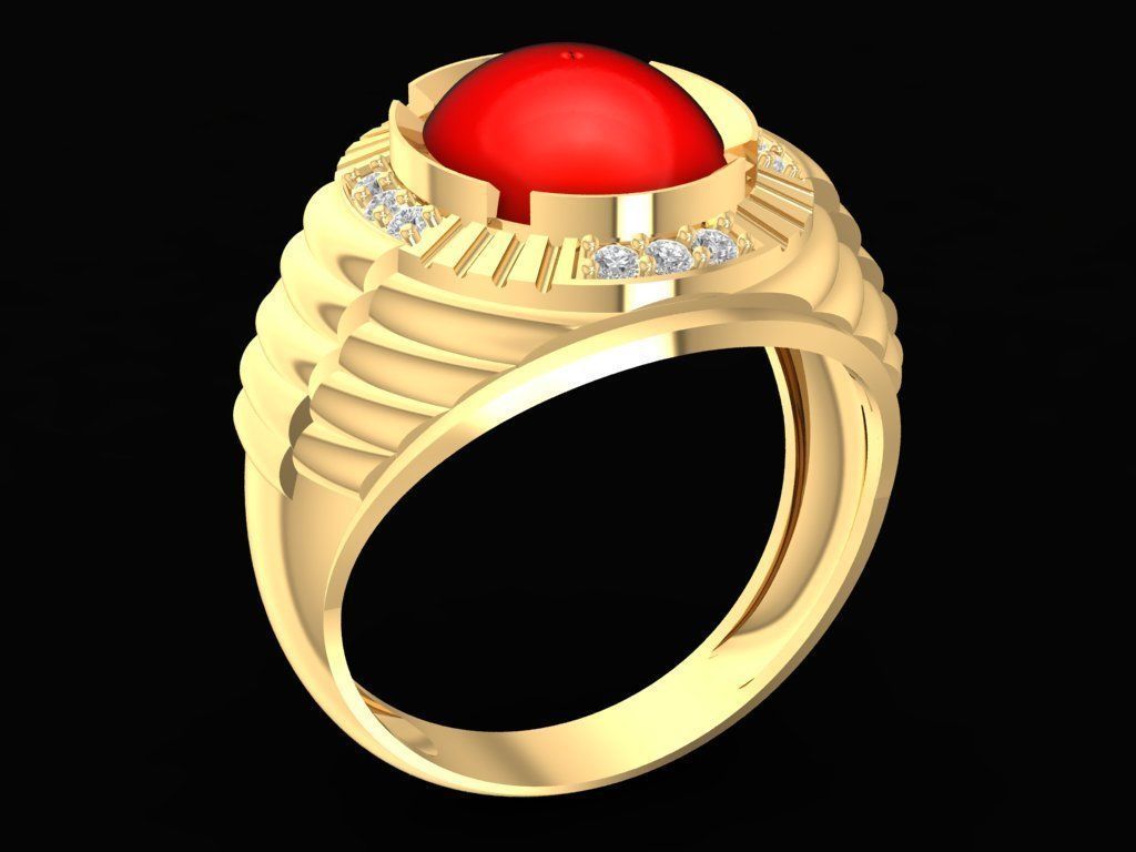 OVAL RUBY RING FOR MEN 2155 3D print model_2