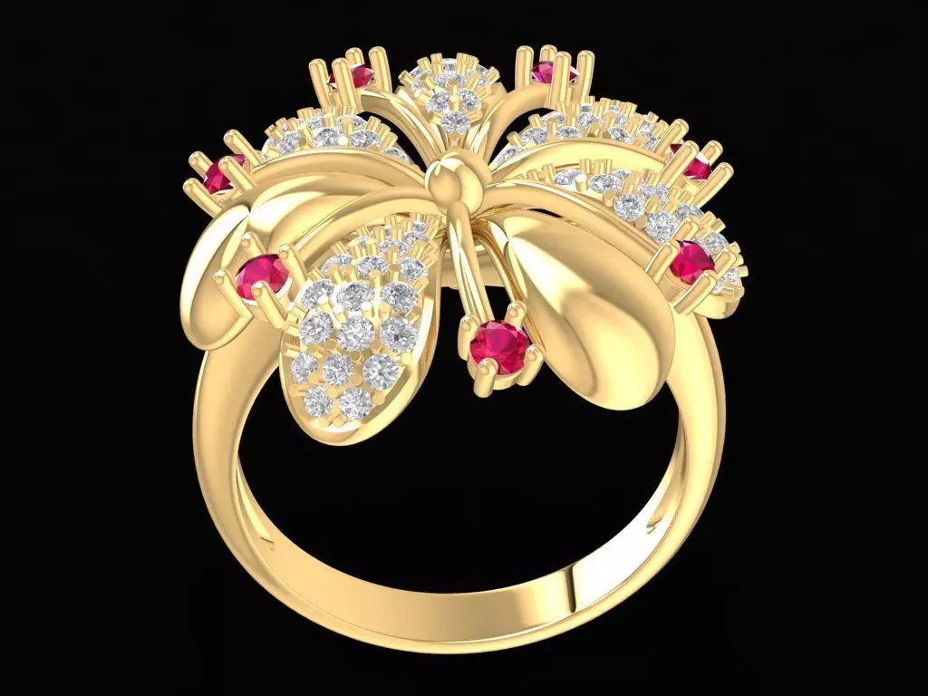 Luxury Multi Petal Gemstone Flower Ring for Women 2161 3D print model